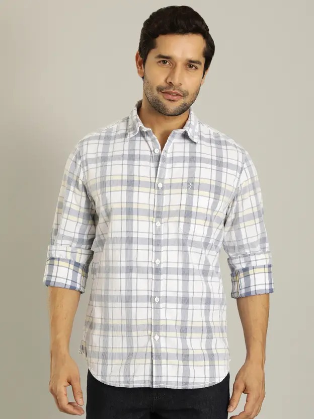Indian Terrain Men's Slim Fit Full Sleeve Checkered Multicolor Shirt